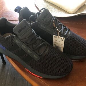 Adidas Dark Gray Sneakers with Red and Blue Highlights